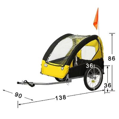 40KGS Max Πληροφοριακό φορτίο Dog Buggy Jogger ρυμουλκούμενο ποδήλατο Δυνατό να αναδιπλωθεί και βολικό ατσάλινο πλαίσιο